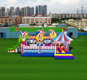 T6-455 हैप्पी जोकर विशालकाय हवा भरने योग्यबच्चों के खेल का मैदान खेल