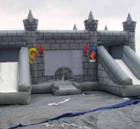 IC1-001 वयस्क बच्चों के लिए हवा भरने योग्यग्रे महल trampoline